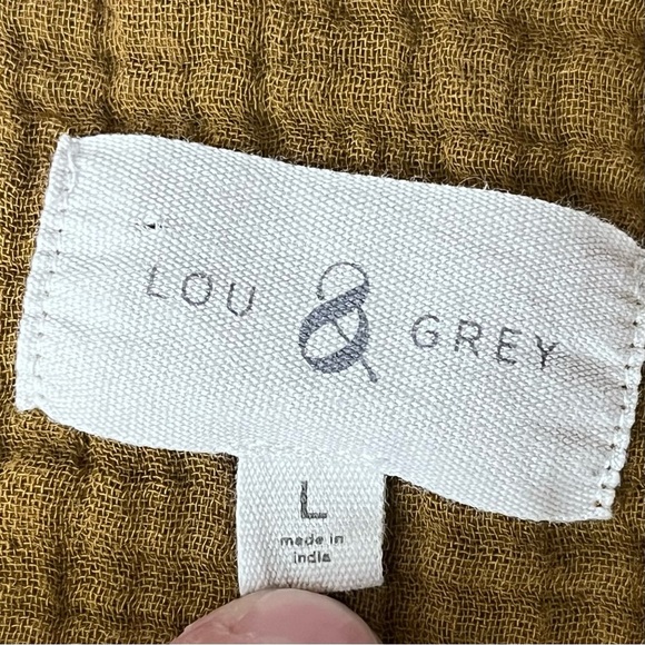 Lou & Grey Triple Cloth Gauze Mini Dress S Brown Coastal Beach Granola Girl - Picture 8 of 10